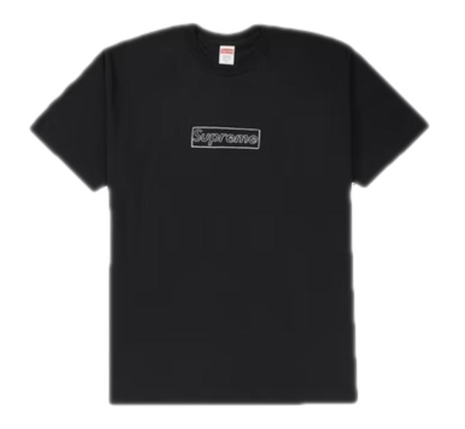 supreme kaws chalk logo tee black