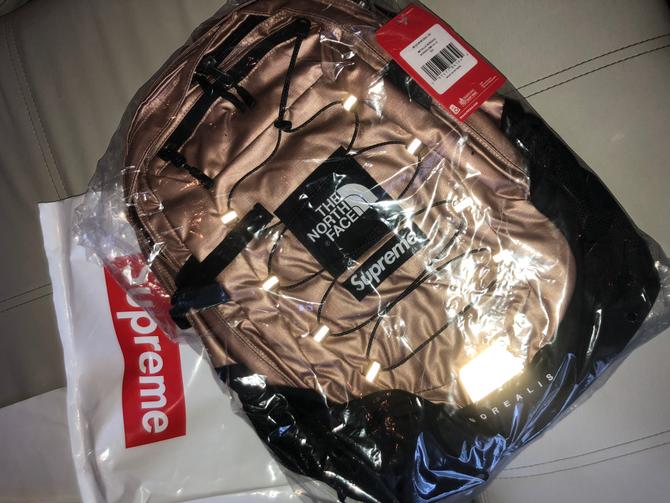 Supreme the north face sale metallic borealis backpack rose gold