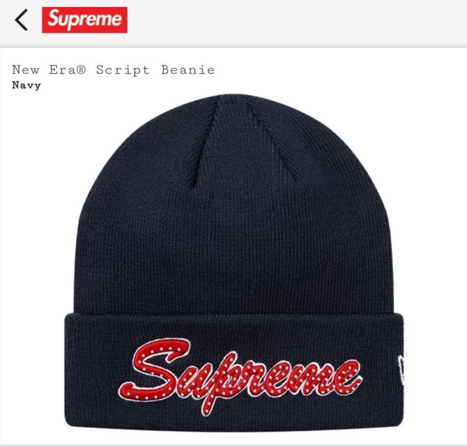 supreme new era script beanie